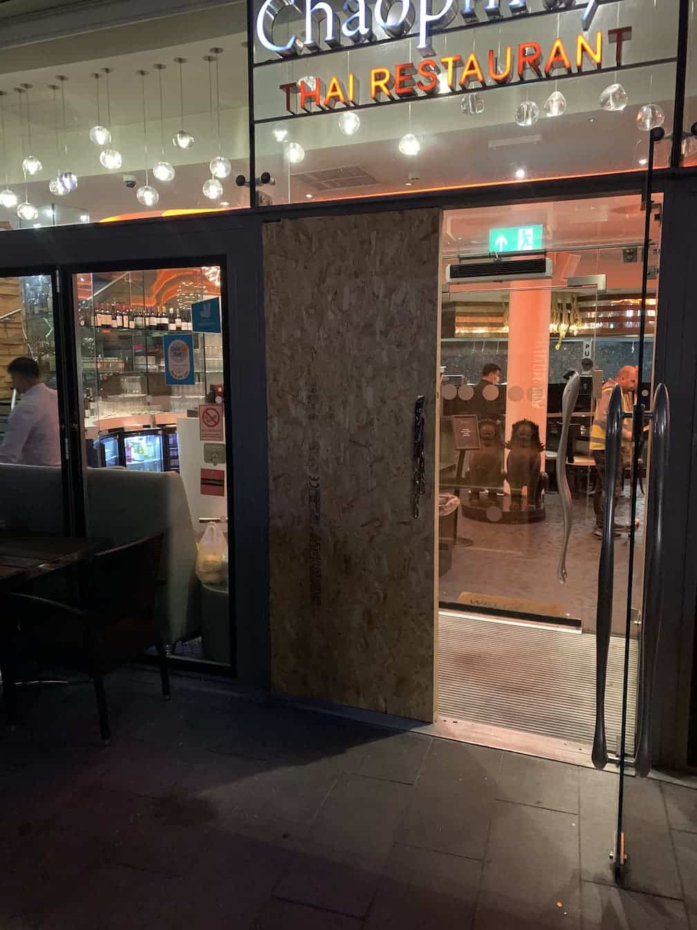 Emergency Glass Door Boarding up thai restaurant in Birmingham