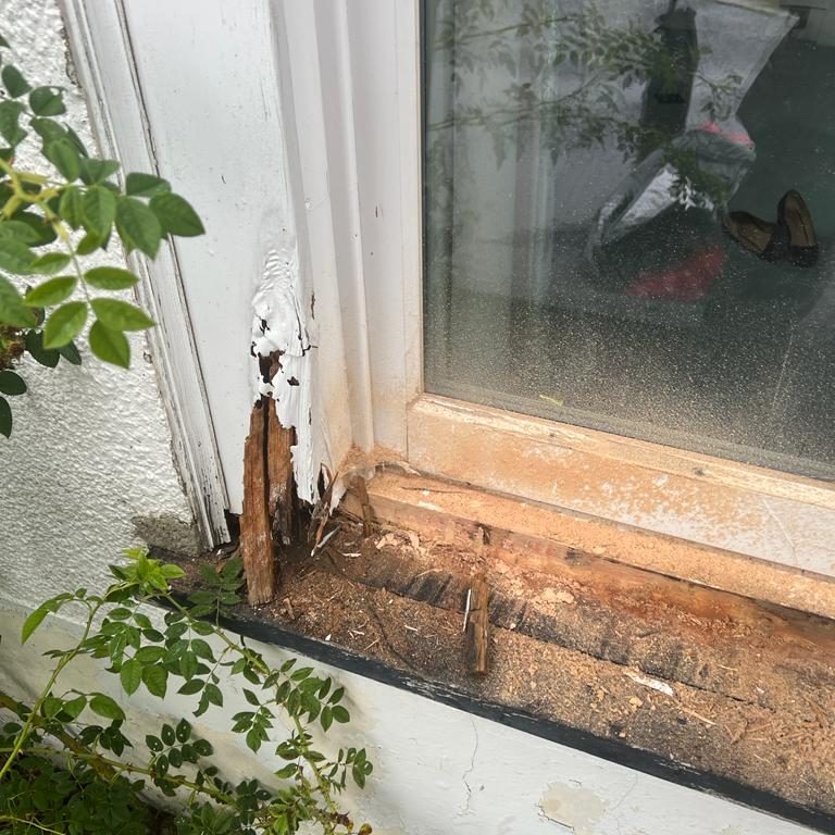 Wet Rot Treatment on an outside window Wet Rot Treatment on an outside window